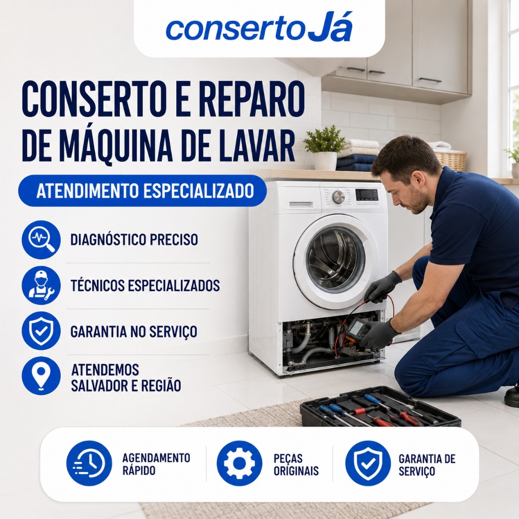 Conserto e reparo de máquina de lavar com diagnóstico preciso