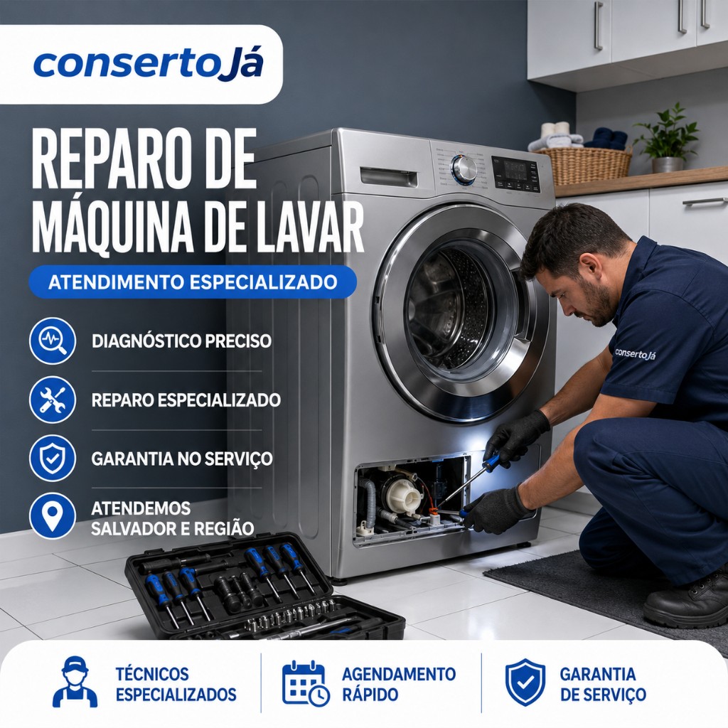 Técnico verificando componentes internos de lava e seca